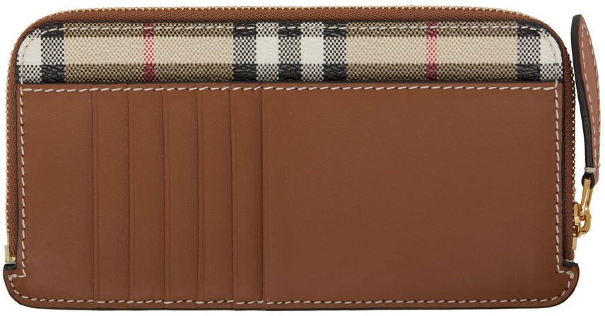 Tegnebog Burberry Check Zip Card Holder Beige | 8073978, 1