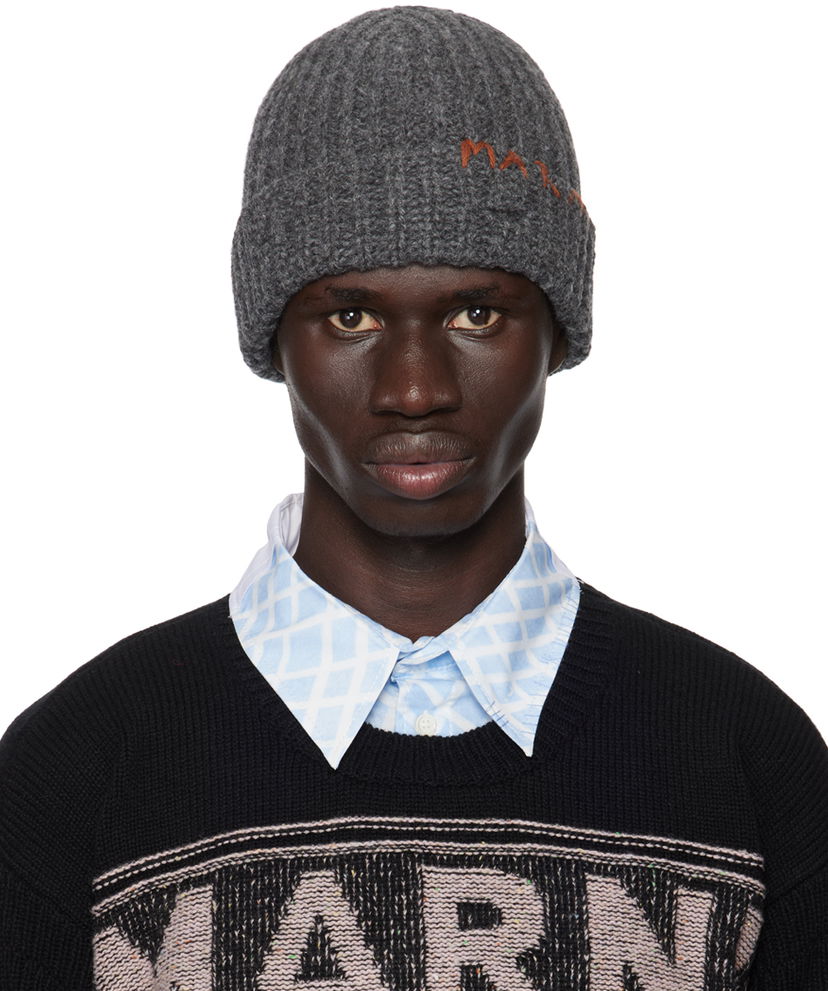 Beanie Marni Gray Shetland Wool Beanie Grå | CLZC0145Q0 UFH938