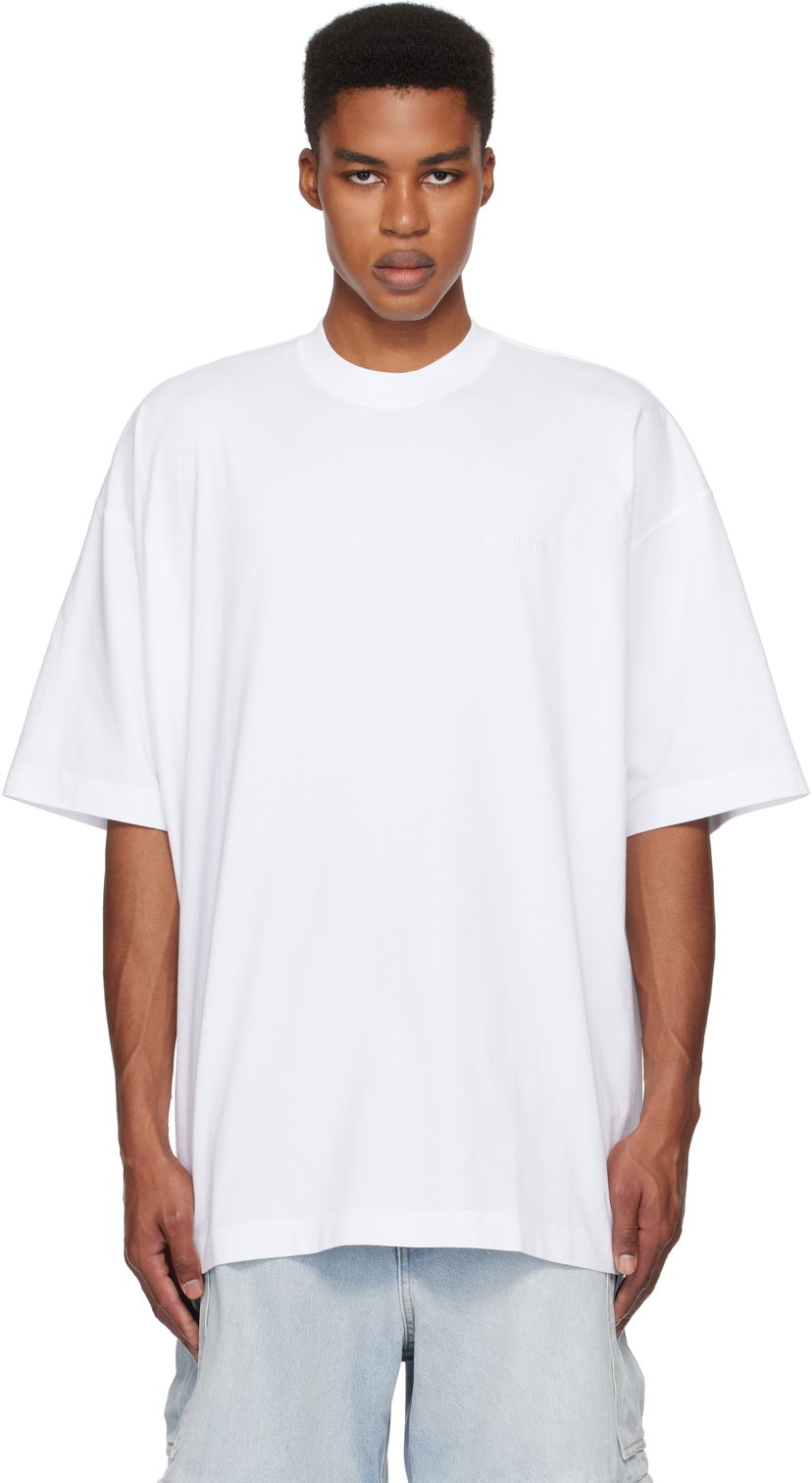 T-shirt VETEMENTS Embroidered Logo Oversized T-Shirt Hvid | UA66TR765W