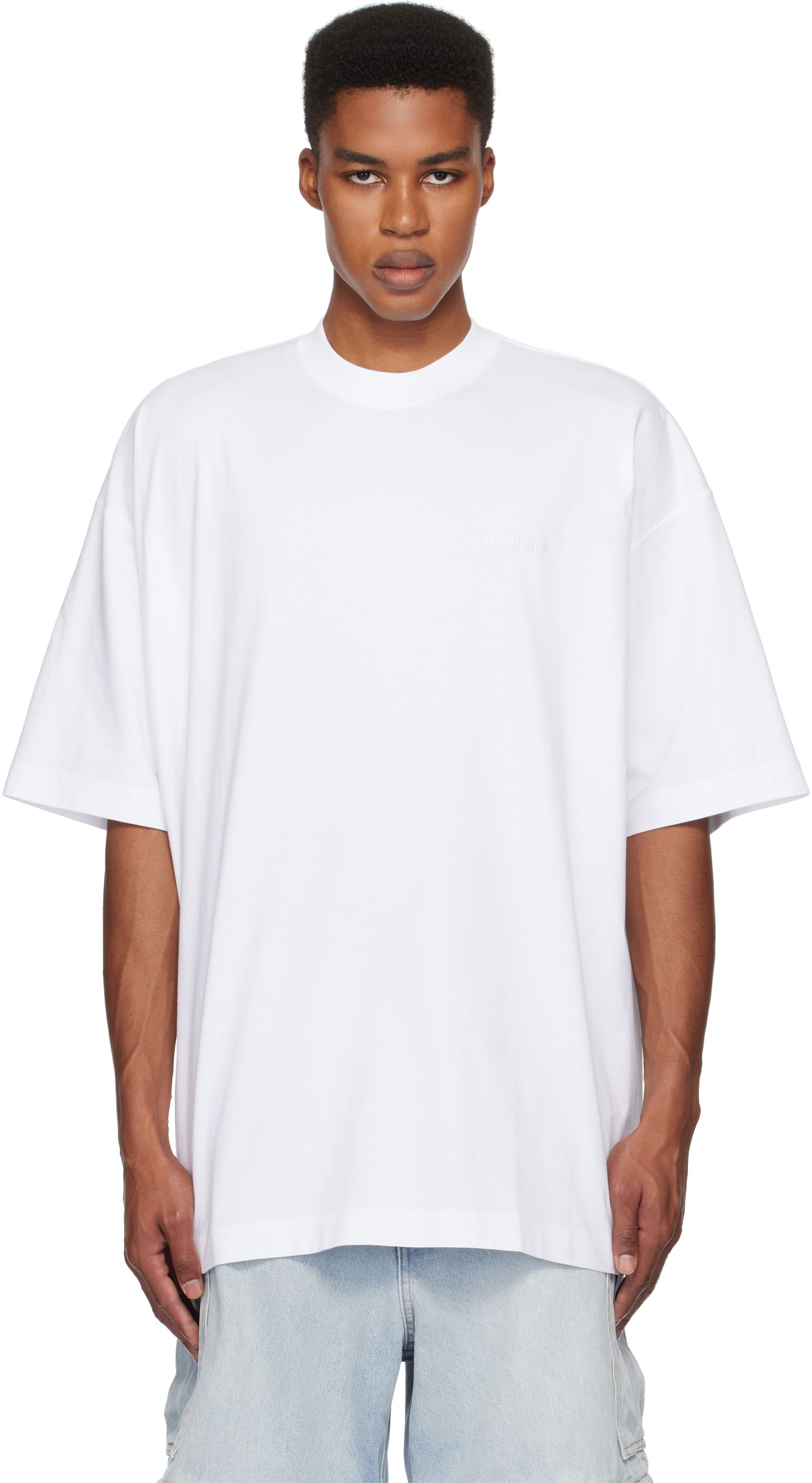 T-shirt VETEMENTS Embroidered Logo Oversized T-Shirt Hvid | UA66TR765W, 0