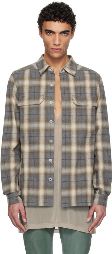 Skjorte Rick Owens Rick Owens Hollywood Plaid Overshirt Brun | RU01E5236 CP, 0