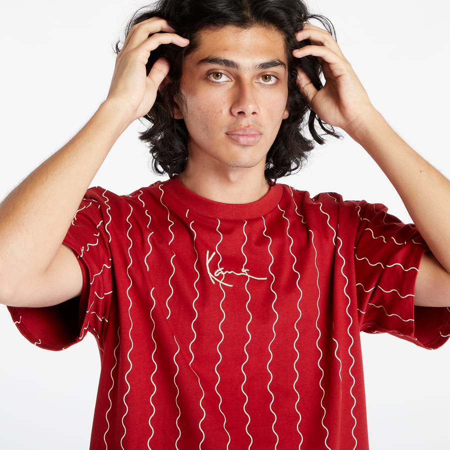 T-shirt Karl Kani Small Signature Ziczac Pinstripe Tee Rød | 6037820, 1