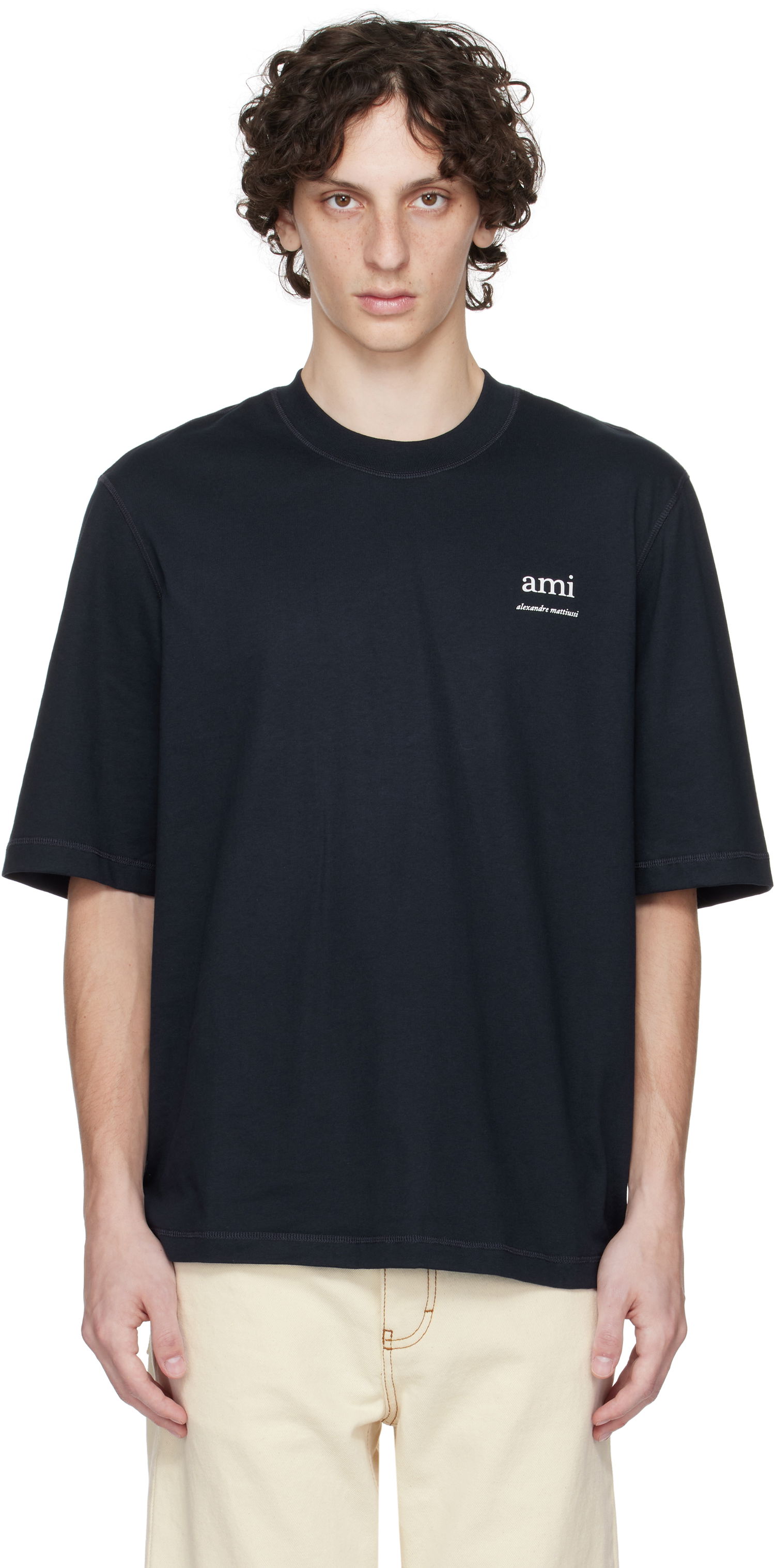 T-shirt AMI AMI Paris Cotton T-Shirt Sort | HTS048.JE0119, 0