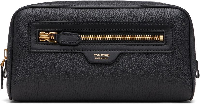 Rejsetaske Tom Ford Tom Ford Grain Leather Wash Pouch Sort | Y0356-LCL213G
