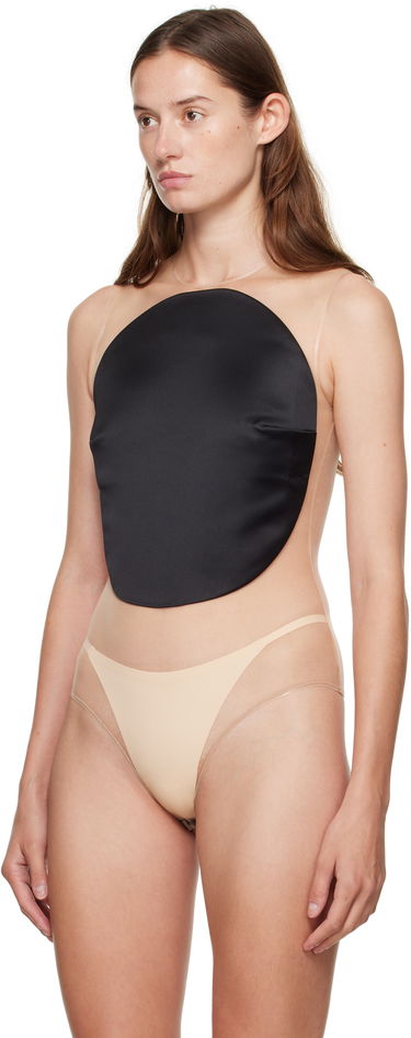 Krop Courrèges Courrèges Illusion Circle Satin Bodysuit Sort | 325JBD143PL0162, 3
