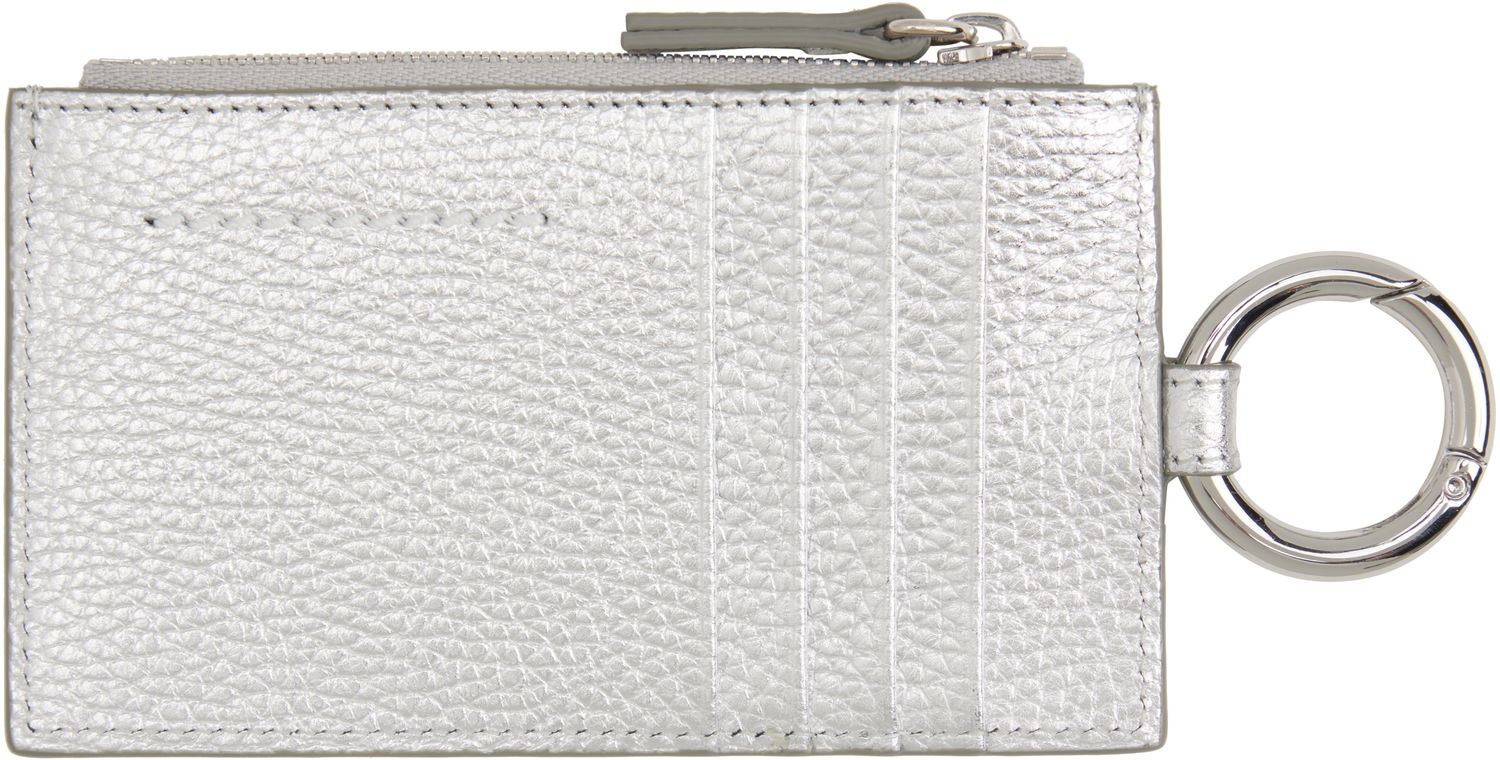 Tegnebog Maison Margiela MM6 Maison Margiela Laminated Grainy Leather Card Holder with Key Ring Metalisk | SA6UI0031 P8395, 1