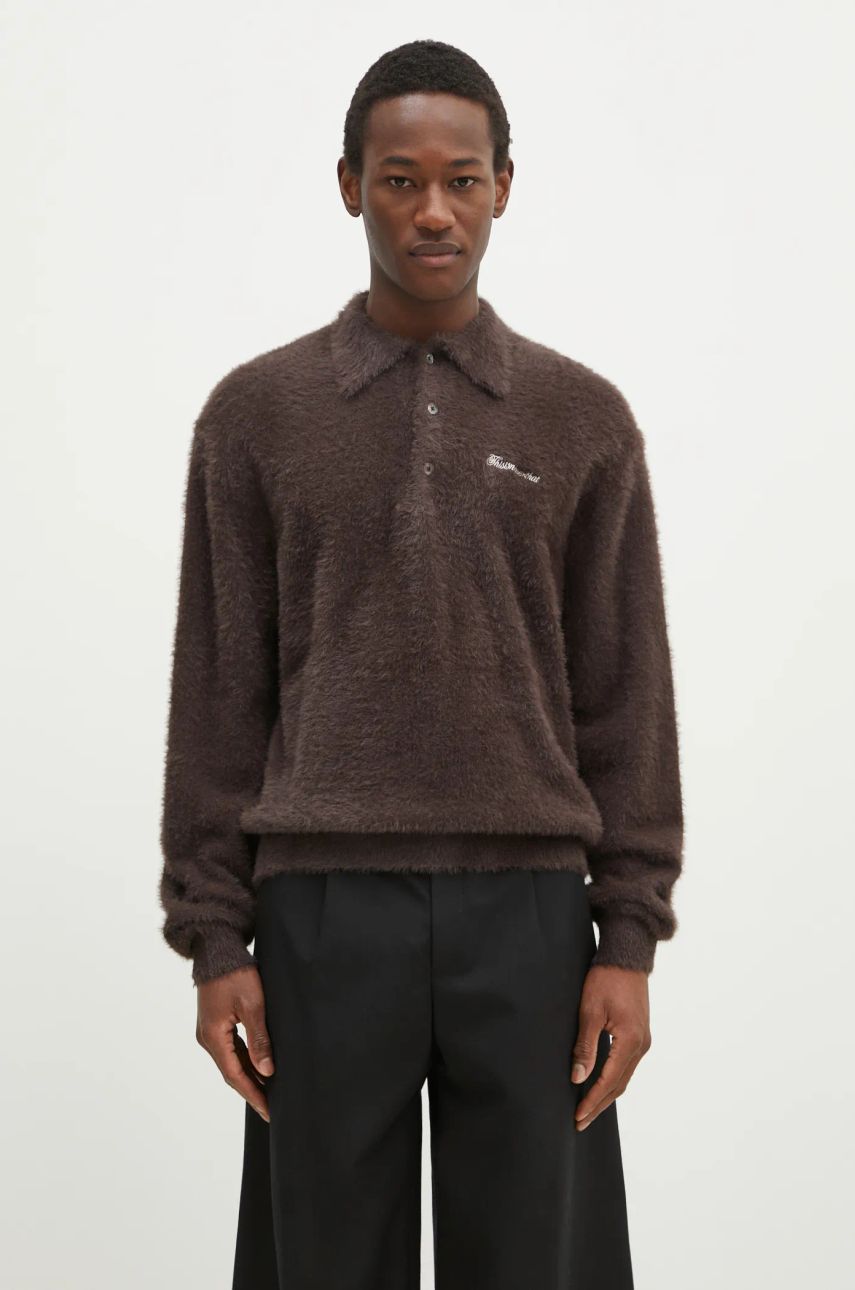 Sweater thisisneverthat thisisneverthat SCT-Logo Shaggy Knit Polo Brun | TN243KKNPK08, 0