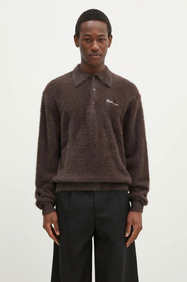 Sweater thisisneverthat thisisneverthat SCT-Logo Shaggy Knit Polo Brun | TN243KKNPK08, 0