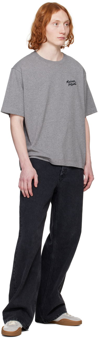 T-shirt MAISON KITSUNÉ Maison Kitsuné Handwriting Oversize T-Shirt Grå | OM00123KJ0119, 3