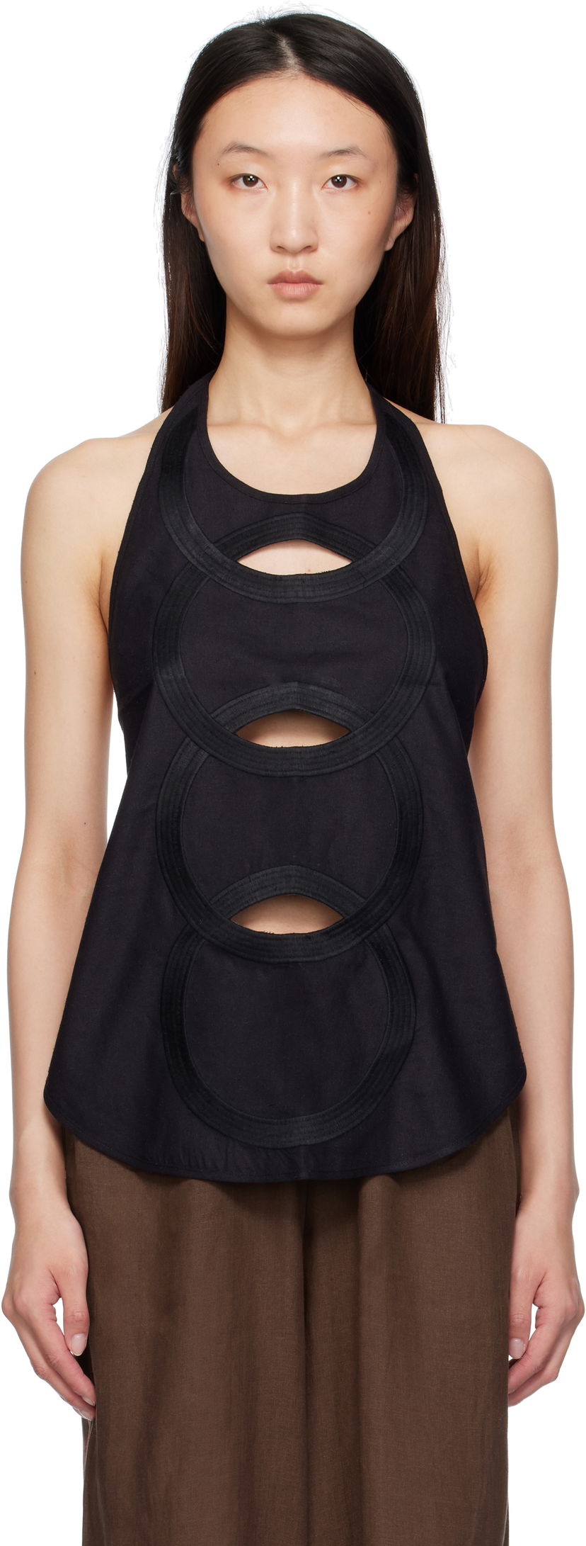 Tanktop Baserange Baserange Halter Neck Cutout Top Sort | TOCHA-WS-SU25