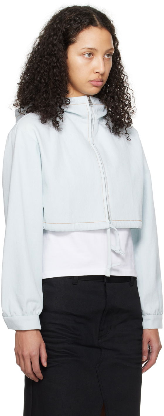 Sweatshirt We11done Cropped Denim Hoodie Jacket Blå | WD-JP0-24-093-W-IC, 1