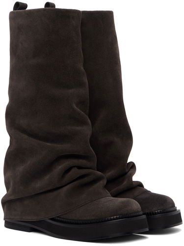 Tøj The Attico Attico Robin Suede Slouch Boots Grå | 246WS798 L007, 3