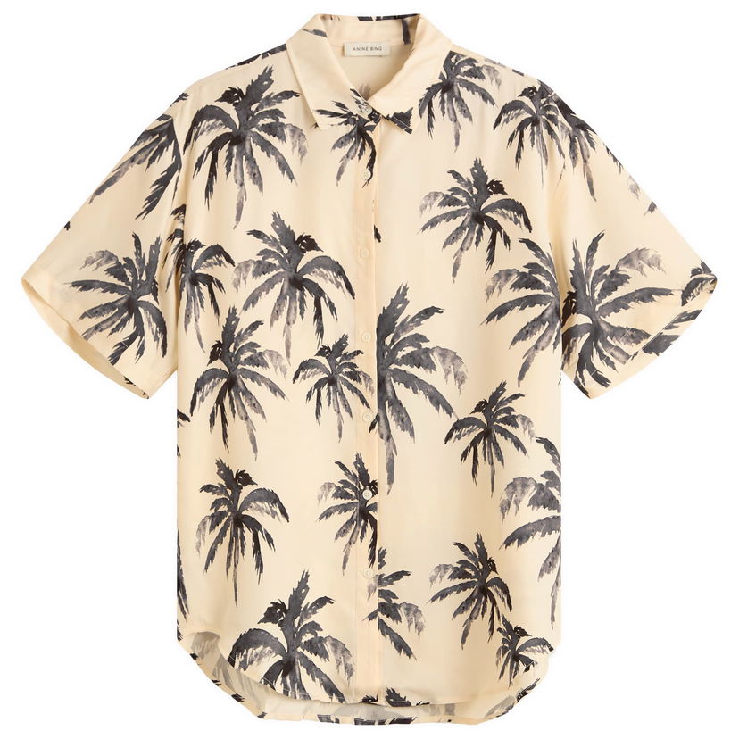 Skjorte Anine Bing Anine Bing Tristan Palm Shirt, Large Beige | A-07-11011-MTL68