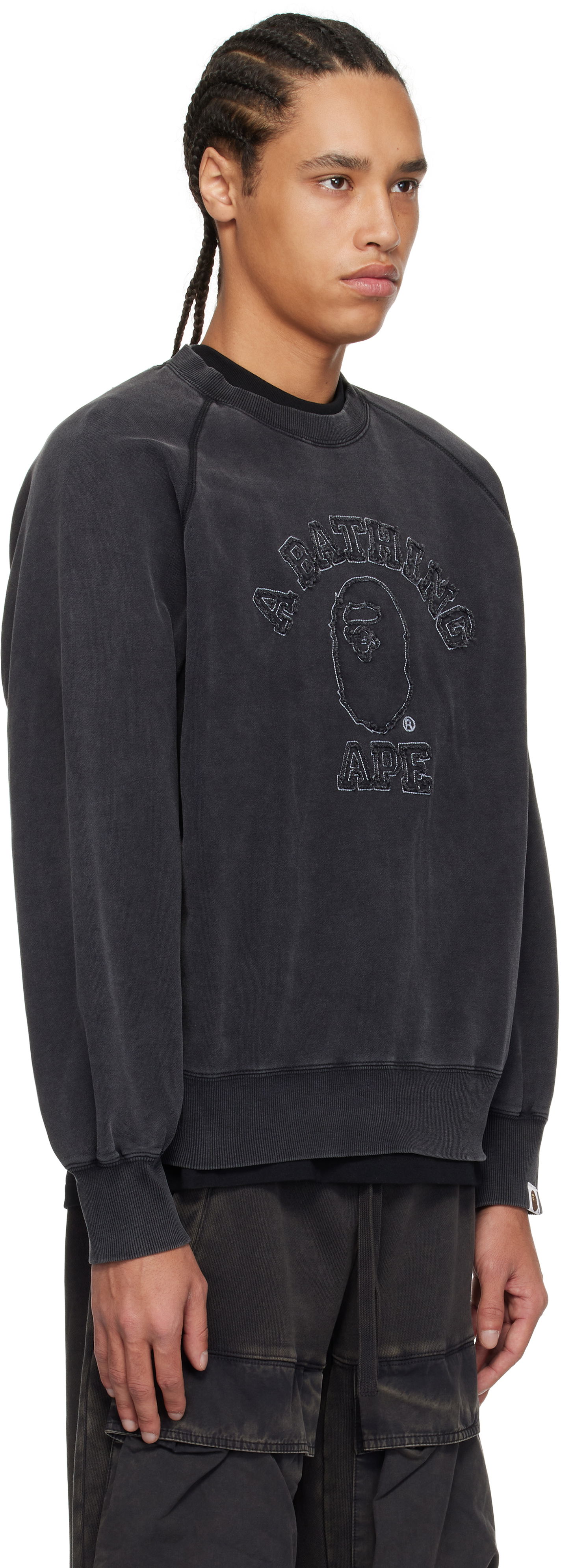Sweater BAPE Washed Effect Relaxed Fit College Patch Sweatshirt by BAPE Sort | 001SWK801001M, 1