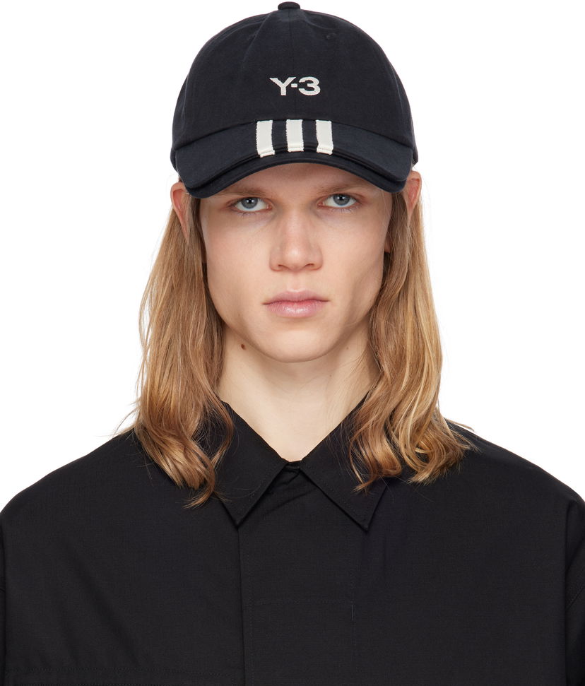 Kasket Y-3 Y-3 3-Stripes Baseball Cap Sort | JN7183