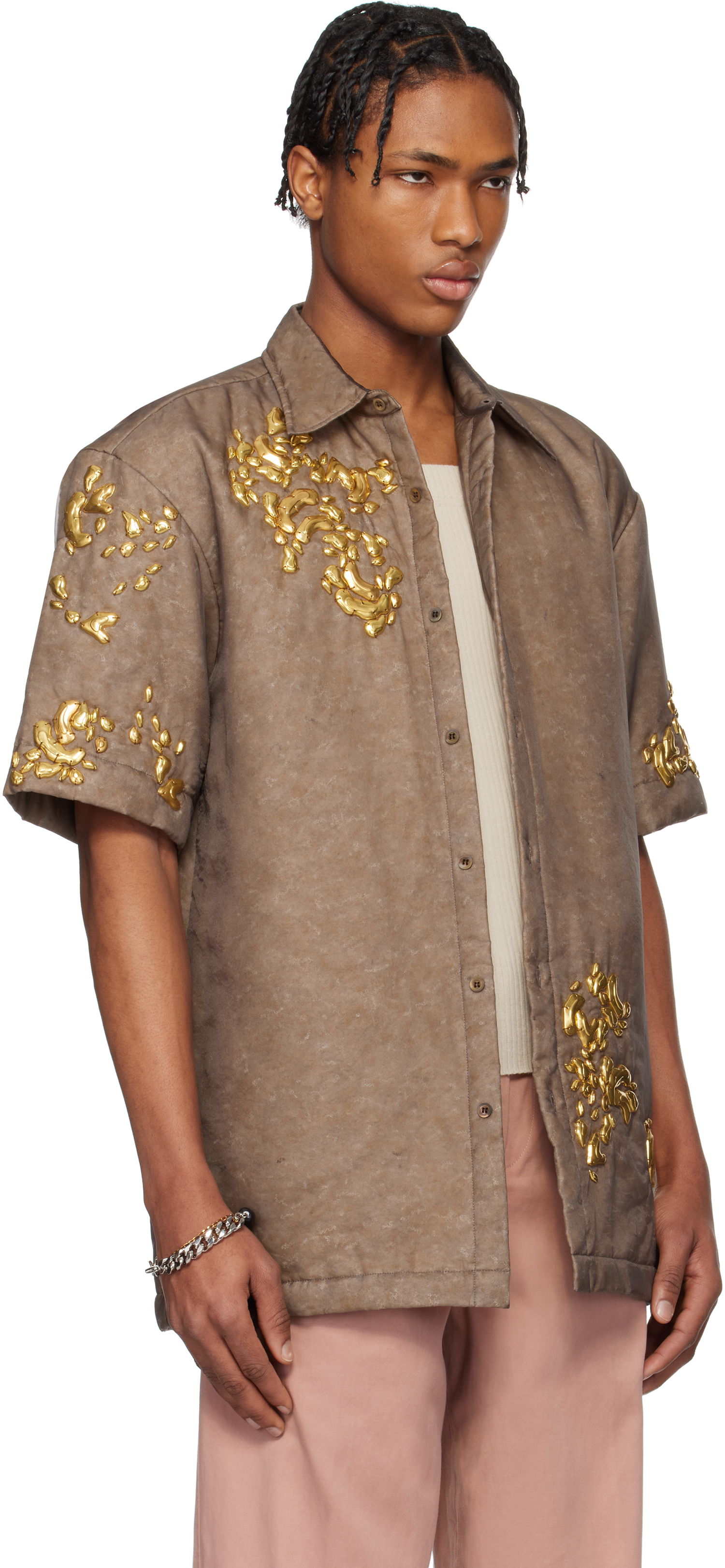 Skjorte Dries Van Noten Dries Van Noten Graphic Hardware Shirt Brun | 251-020752-1501, 1