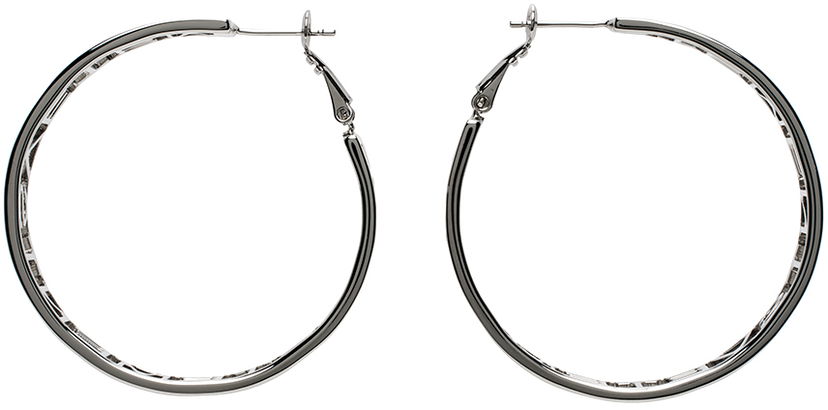Øreringe VETEMENTS Small Logo Hoop Earrings Grå | UE64EA180S