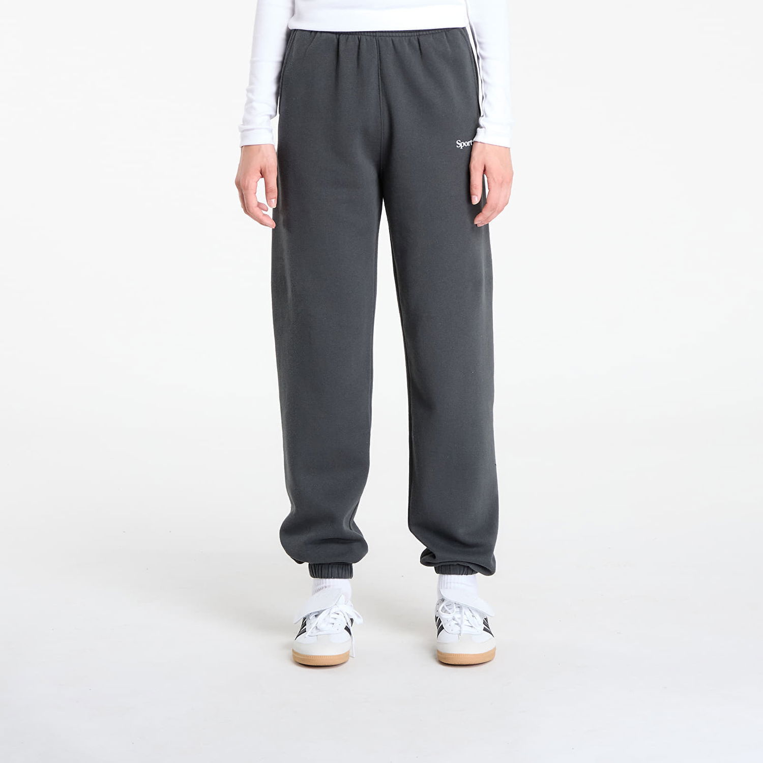 Joggingbukser Sporty & Rich Serif Logo Soft Sweapant UNISEX Faded Black Sort | PA050625300BA02, 0