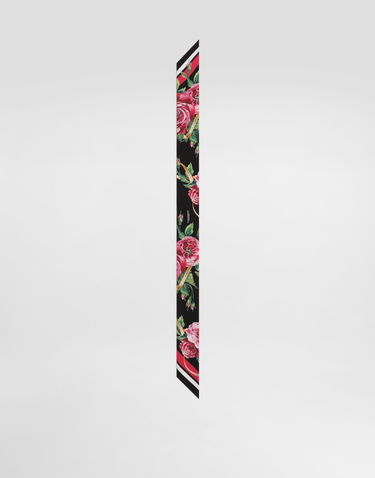 Tørklæde Dolce & Gabbana Dolce & Gabbana Rose-Print Twill Headscarf Sort | FS215AGDCUOHD5JA, 3