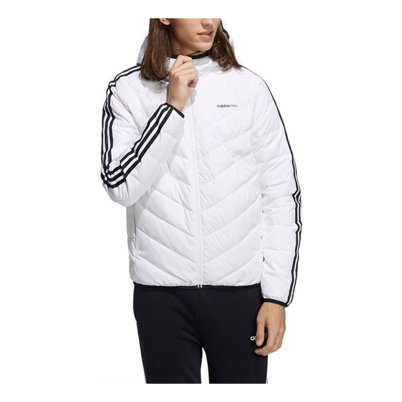 Puffer jakke adidas Originals adidas neo 3s Lightweight Down Hooded Jacket Hvid | H45253