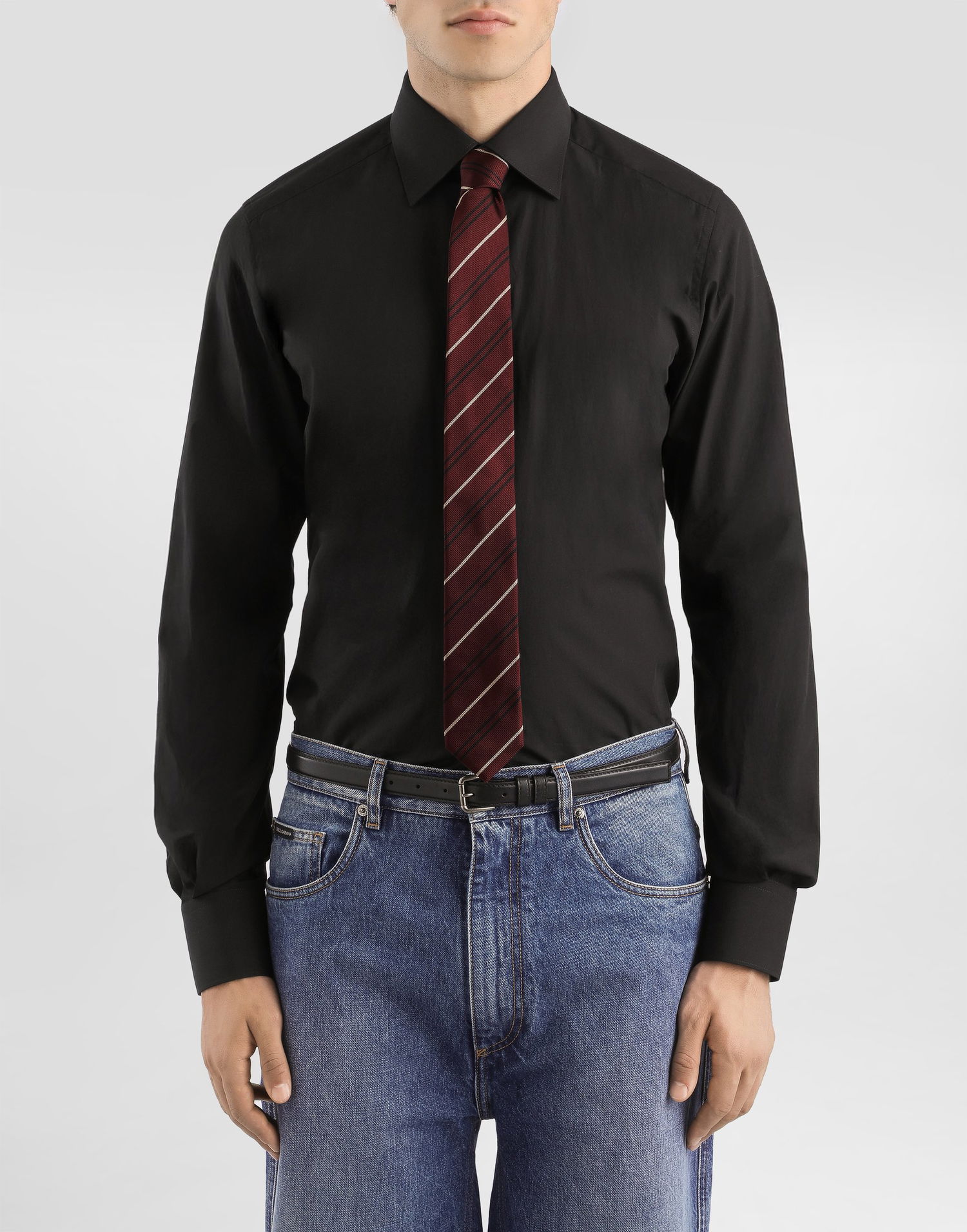 Tilbehør Dolce & Gabbana Dolce & Gabbana Jacquard Striped Tie Bourgogne | GT149EG0JRYR1535, 1