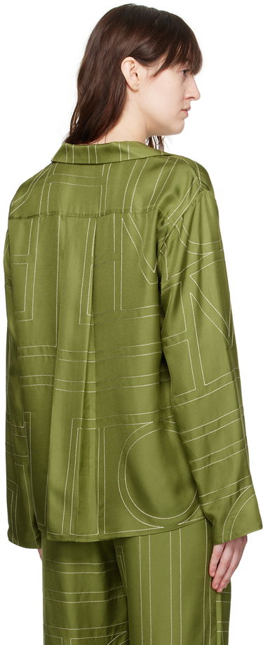 Skjorte TOTEME TOTEME Monogram Embroidered Shirt Grøn | 241-WRT976-FB0089, 2