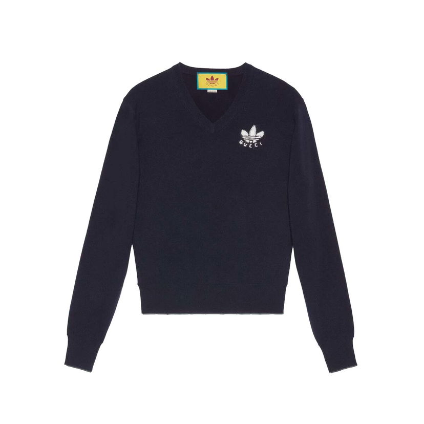 Sweater Gucci adidas x Wool Sweater Navy Mørkeblå | 700445 XKCH9 4215