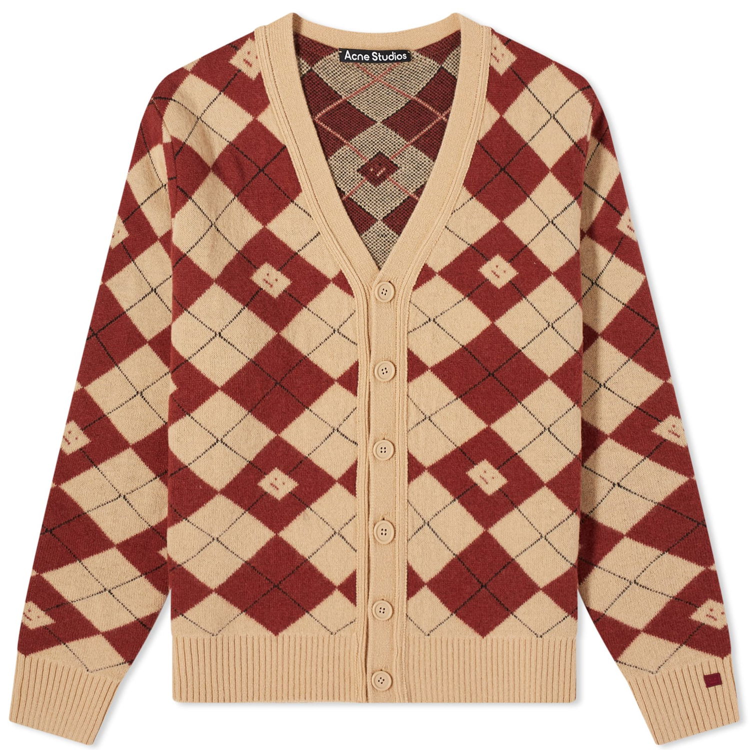 Sweater Acne Studios Kwanny Argyle Face Cardigan Rød | C60084-DKE, 0