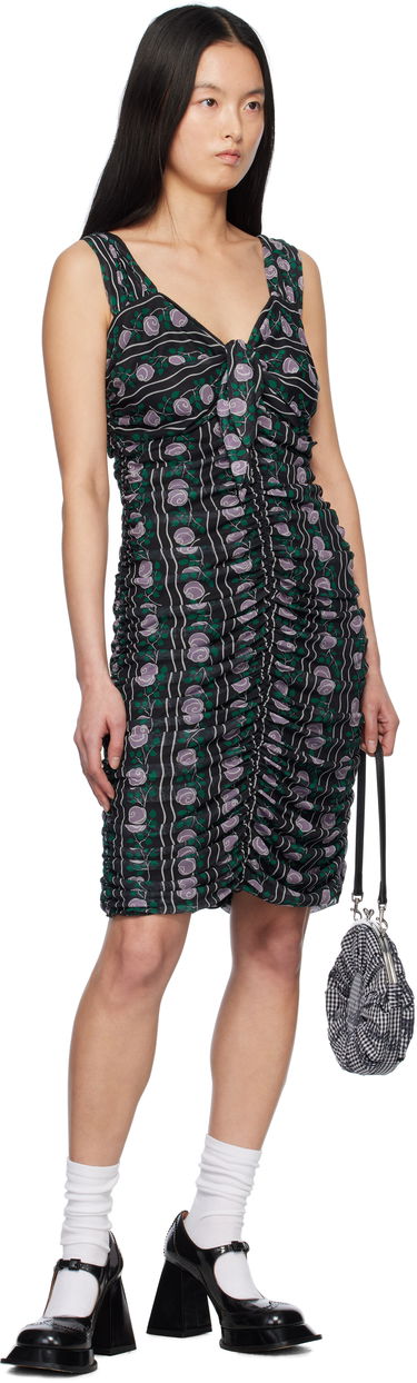 Kjole Anna Sui Anna Sui Rosetti Mesh Ruched Tie Midi Dress Sort | 1125G70, 3