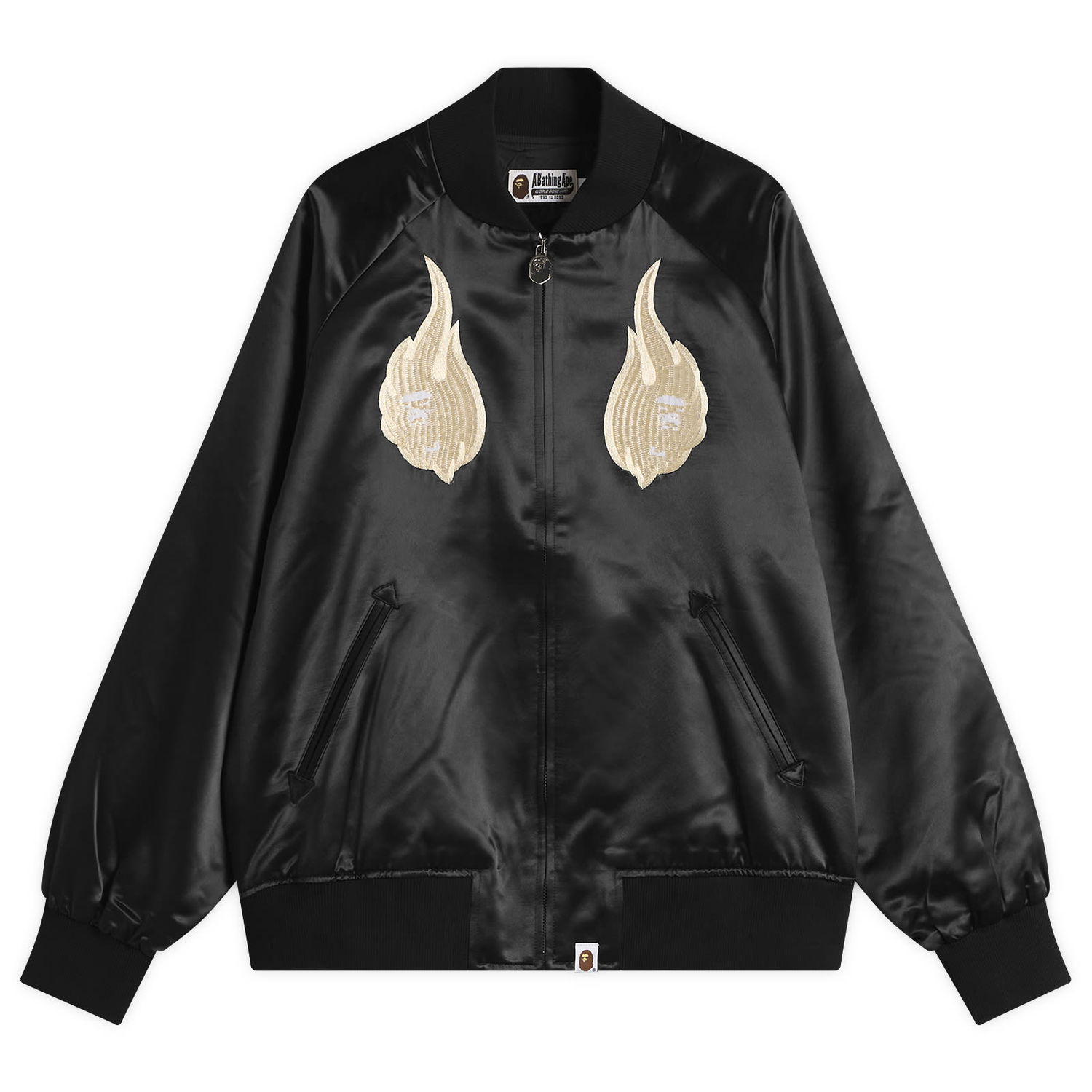 Bomberjakke BAPE Skeleton Logo Souvenir Jacket Sort | 001LJL801322M-BLK, 0