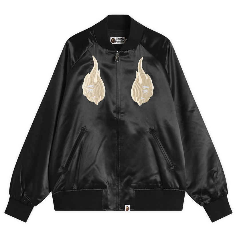 Bomberjakke BAPE Skeleton Logo Souvenir Jacket Sort | 001LJL801322M-BLK