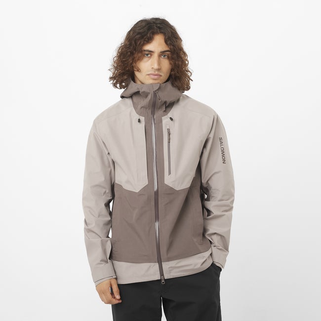 Regnfrakke Salomon Outline 3L GORE-TEX Jacket Beige | LC2536800, 0