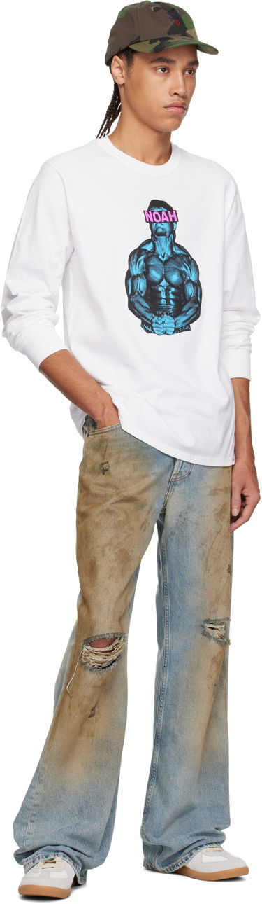 T-shirt Noah Noah 'The Pain Cave' Graphic Long Sleeve T-Shirt Hvid | T256SS25WHT, 4