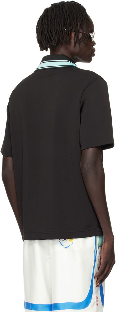 Polo skjorte Casablanca Casablanca Double V-Neck Short Sleeve Polo Sort | MPF25-JTP-381-01, 2