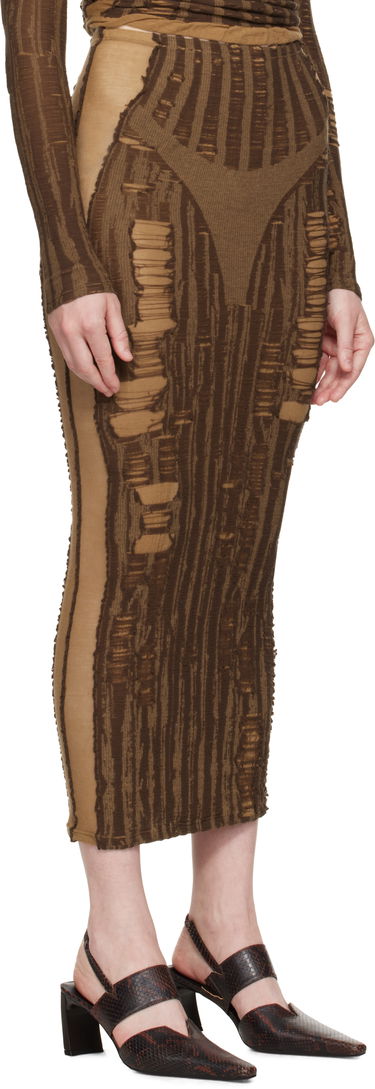 Nederdel Diesel Diesel M-Calina Distressed Midi Skirt Brun | A19220 0BJBI, 1