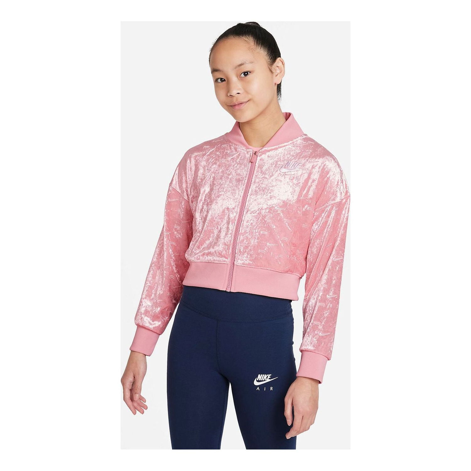 Bomberjakke Nike Sportswear Air Velvet Cropped Jacket Lyserød | DJ5819-630, 0