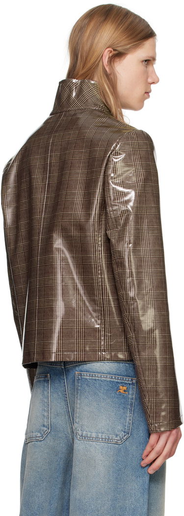Jakke Courrèges Courrèges Prince Of Wales Vinyl Biker Jacket Brun | 324CBL195VY0023, 2