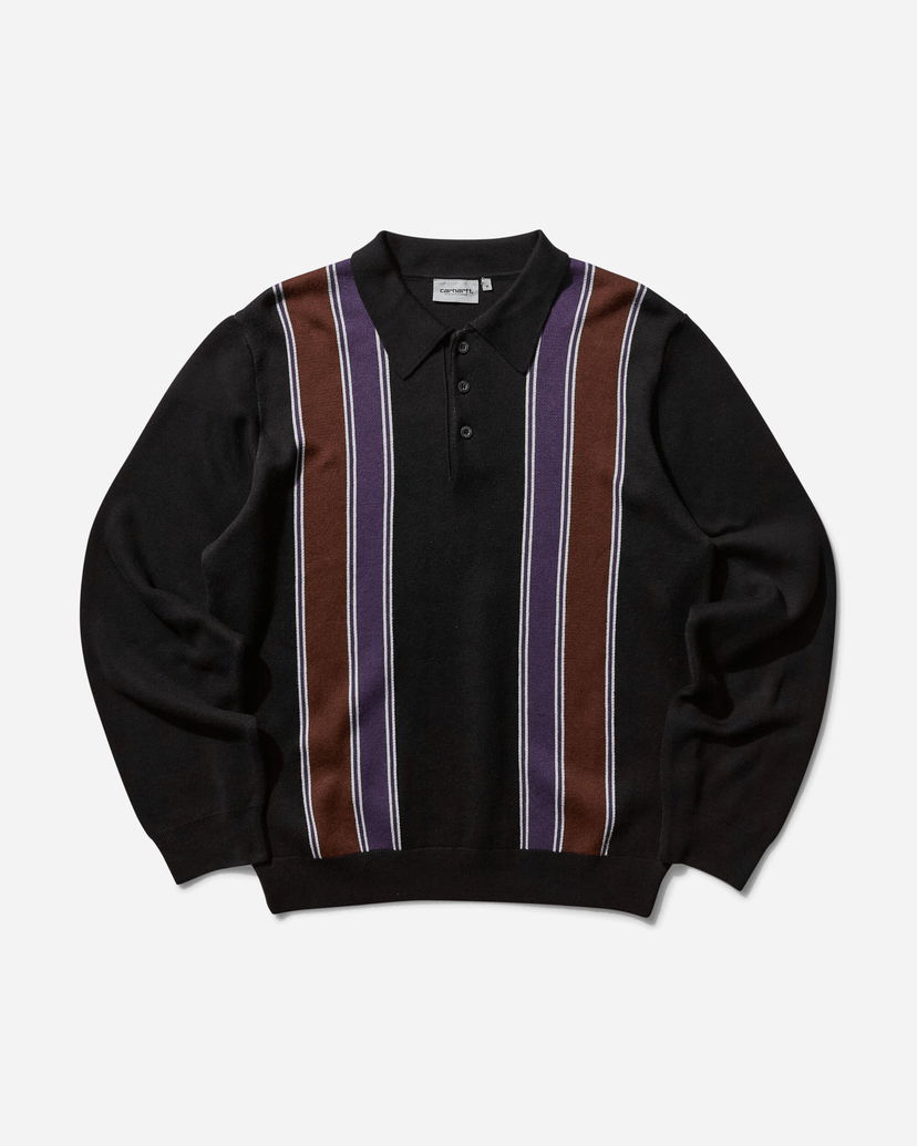 Sweater Carhartt WIP Longsleeve Polo Sweater Stripe Sort | I034032 2KFXX