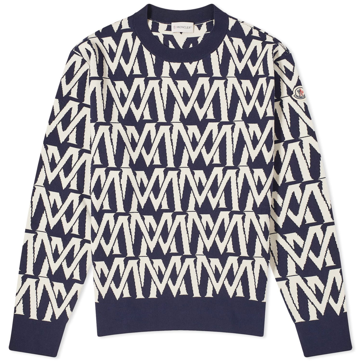 Sweater Moncler Monogram Crew Knit Navy Mørkeblå | 9C000-04-M1113-P70, 0