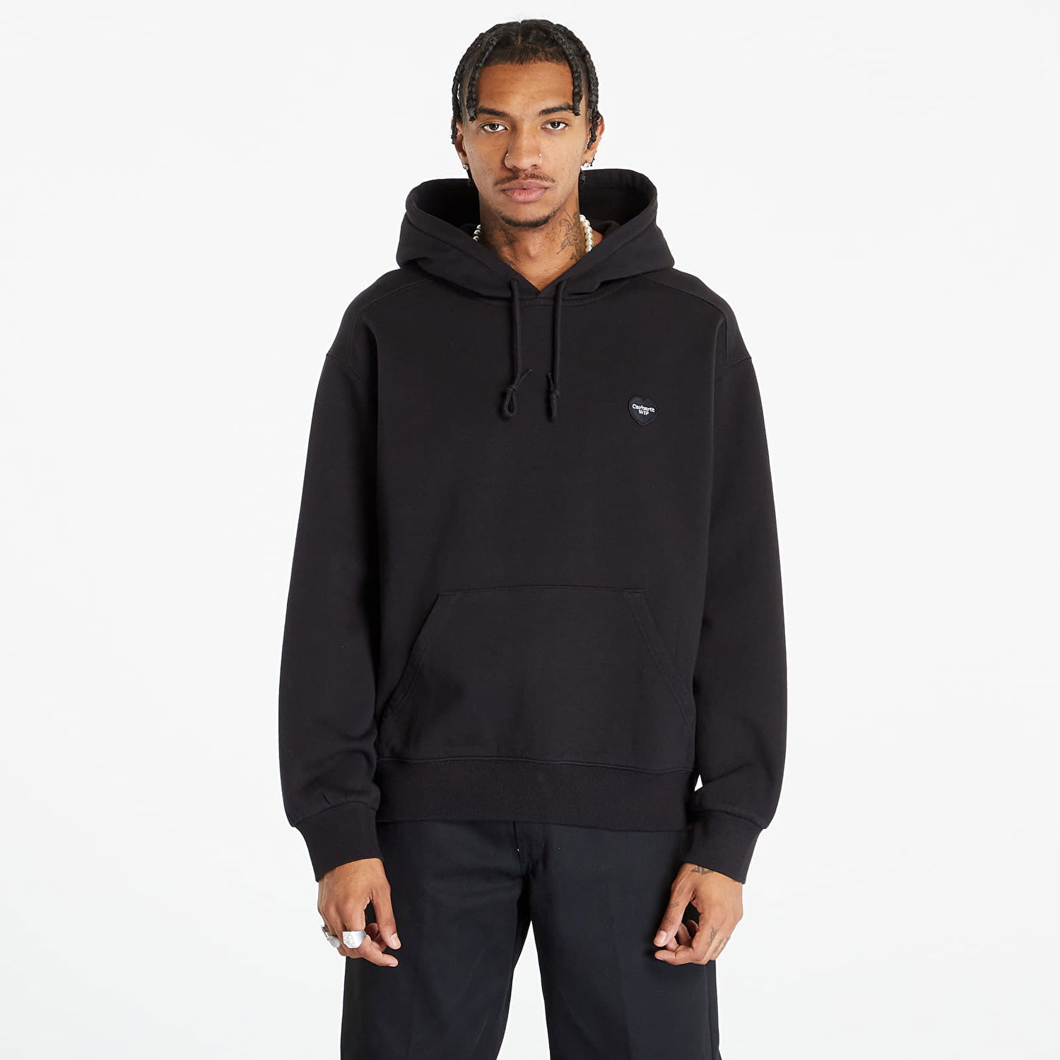 Sweatshirt Carhartt WIP Hooded Heart Patch Sweat Black Sort | I032450.89XX, 0