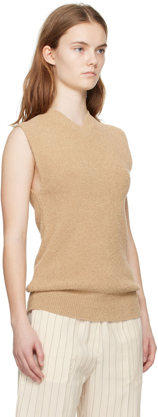 Sweater TOTEME TOTEME V-Neck Tank Top Beige | 242-WRT2210-YA0043, 1