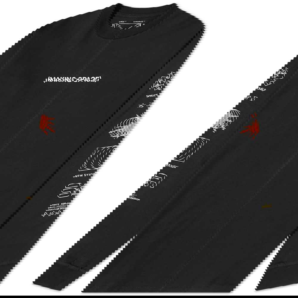 T-shirt Space Available Long Sleeve Upcycled Making Space Tee Sort | SA-LS-UMS001-BLK, 0