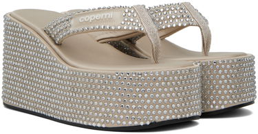 Tilbehør Coperni Coperni Crystal Embellished Wedge Sandals Beige | COPSH09455, 3