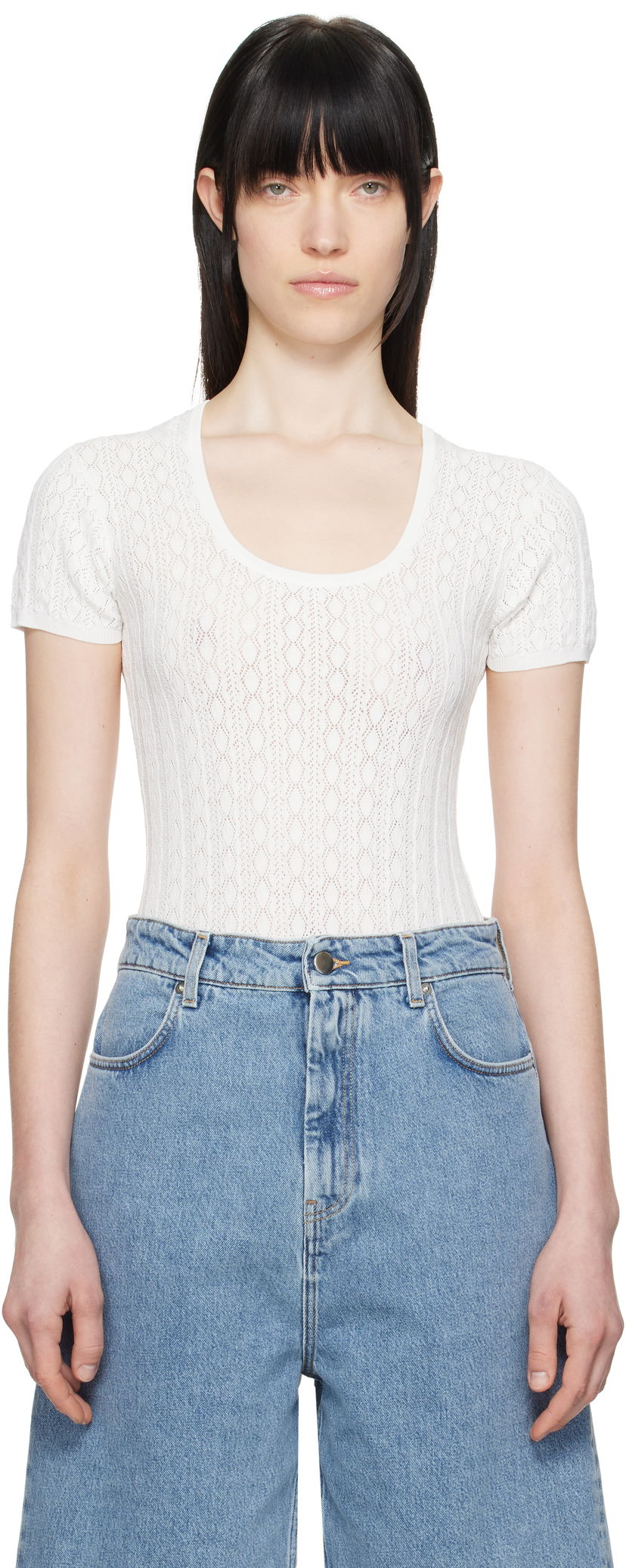 T-shirt Loulou de Saison Loulou de Saison Silas Bodysuit Hvid | SILAS