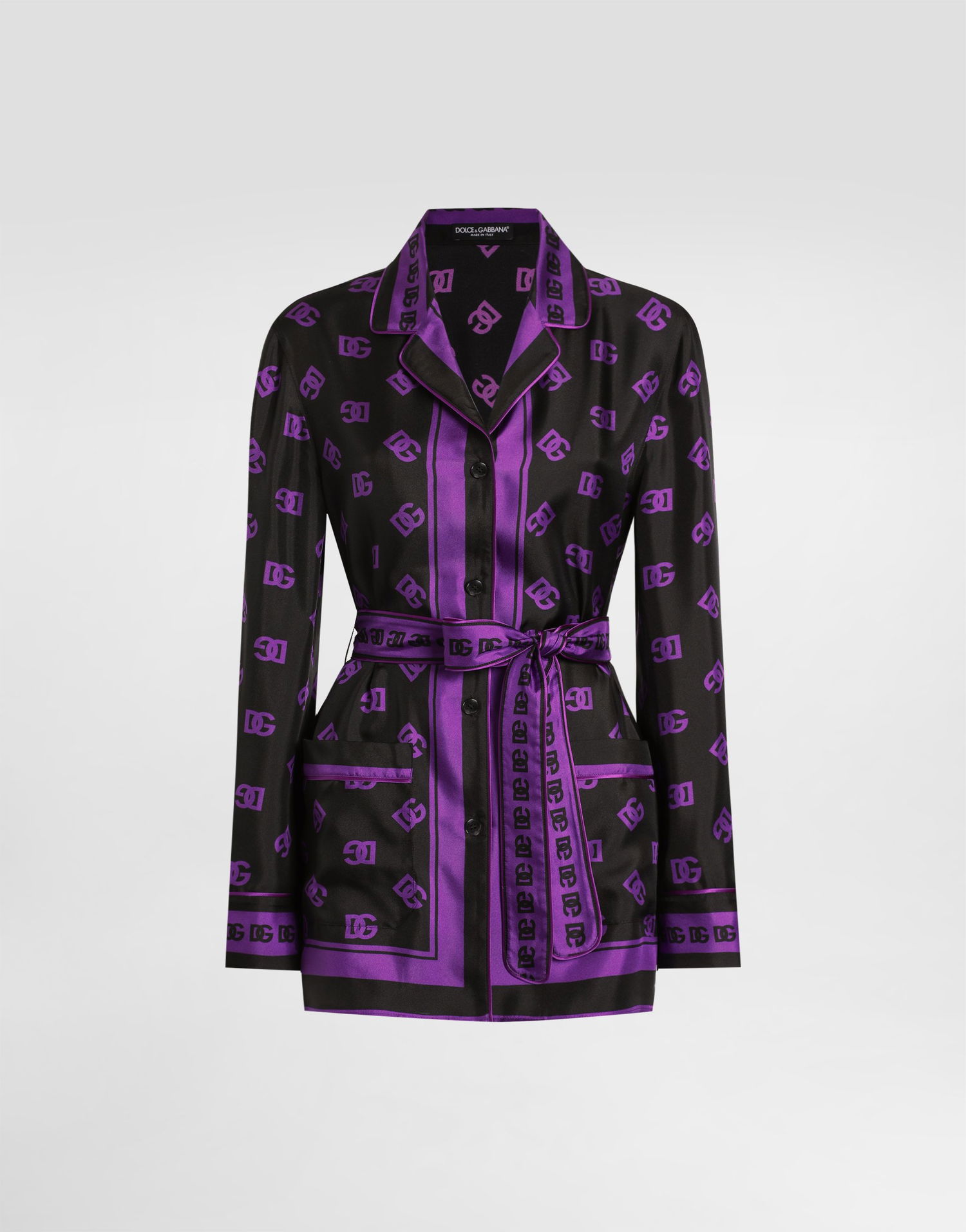 Pyjamas Dolce & Gabbana Dolce & Gabbana All-over Logo Print Silk Twill Robe Sort | F5I89THI1Z7HN9BP, 0