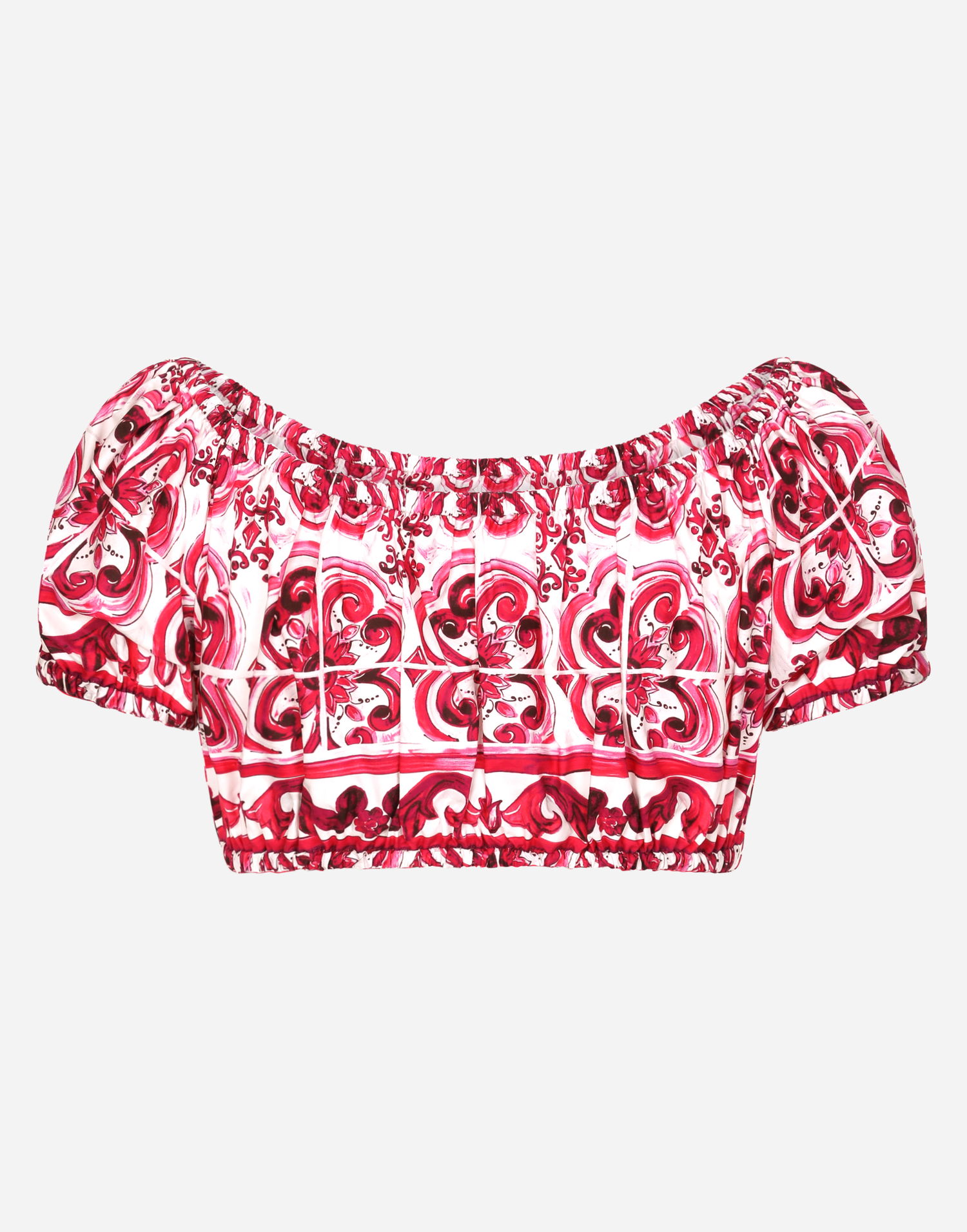 Crop top Dolce & Gabbana Majolica-print Poplin Crop Top Lyserød | F755RTHH5BAHE3TN, 1