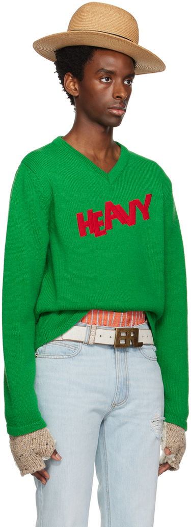 Sweater ERL ERL Men's Patch V-Neck Sweater Grøn | ERL06N008, 1