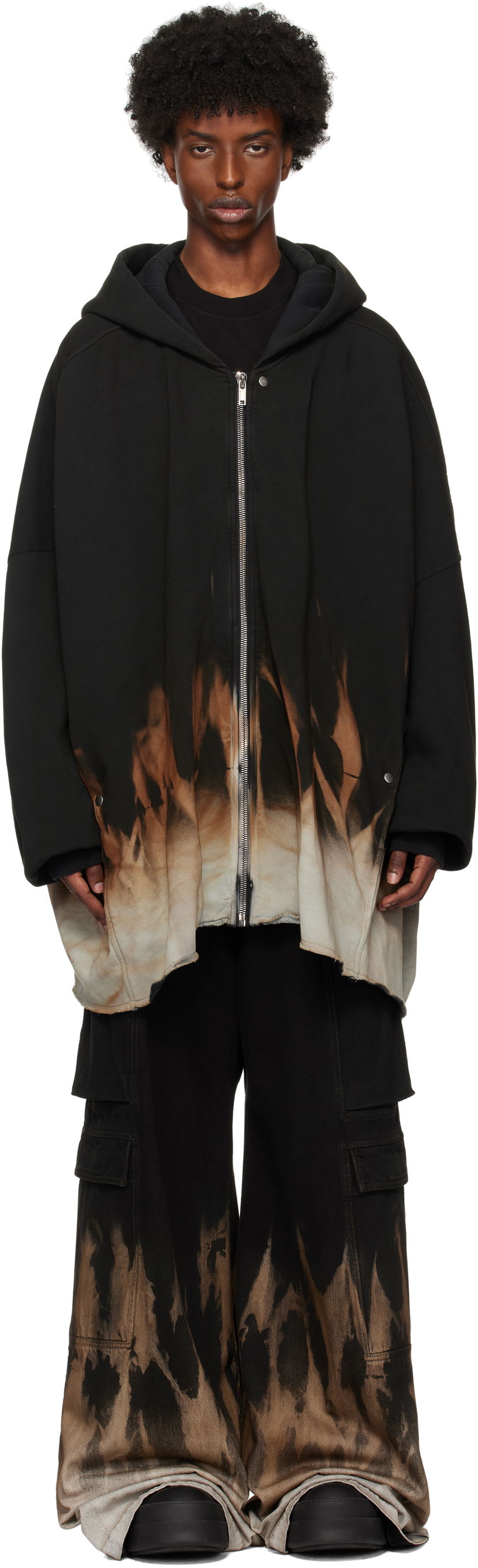 Sweatshirt Rick Owens Jumbo Sun Hoodie Sort | DU02D2278 FSUN