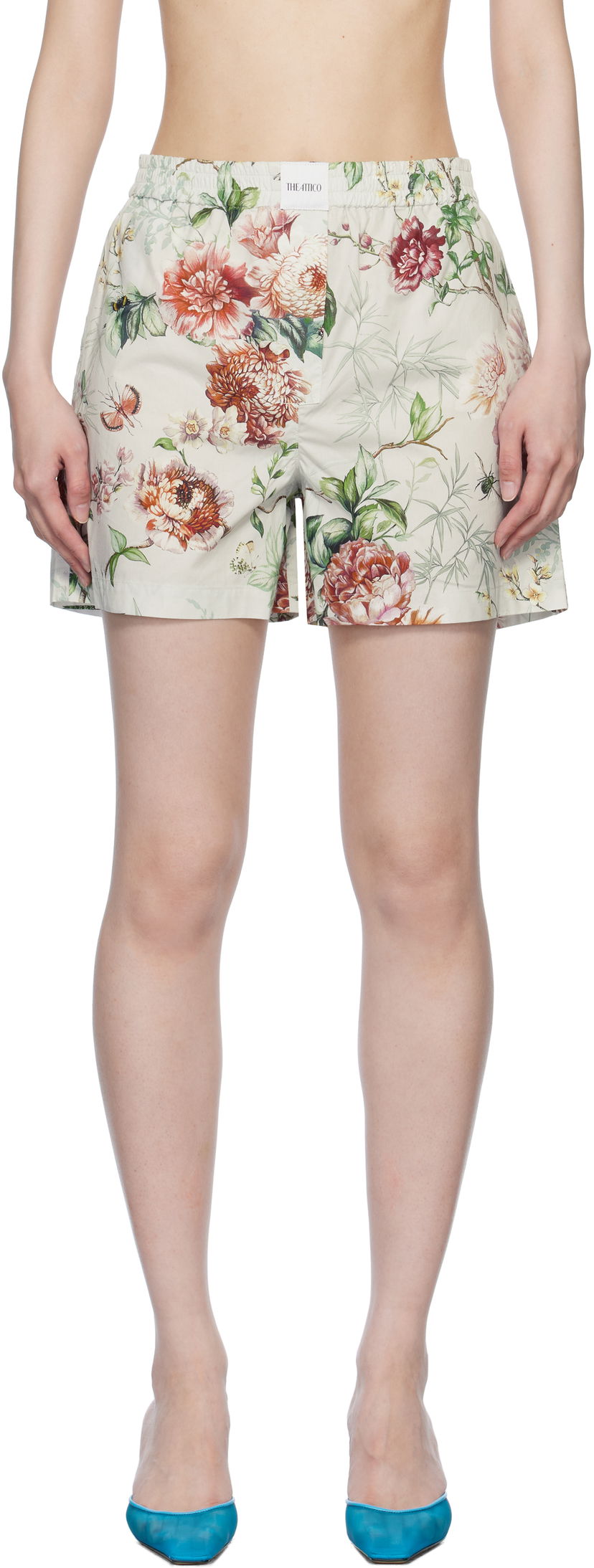 Boksere The Attico The Attico Floral Print Shorts Beige | 250WCQ00002 CCC053PR