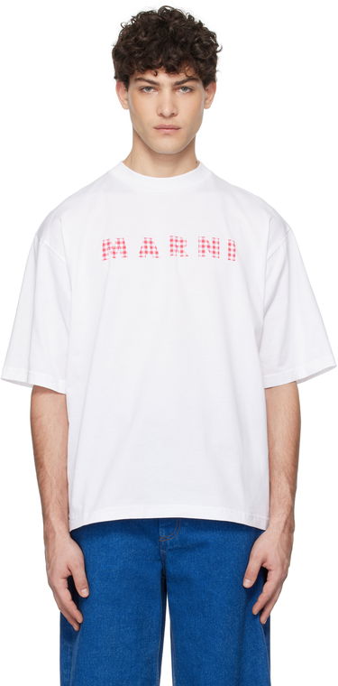 T-shirt Marni Marni Checked Logo T-Shirt Hvid | HUMU0223GP USCX52, 0
